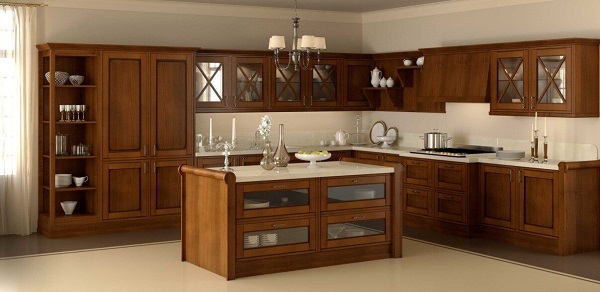 کابینت های تمام چوبی در دکوراسیون داخلی آشپزخانه ها